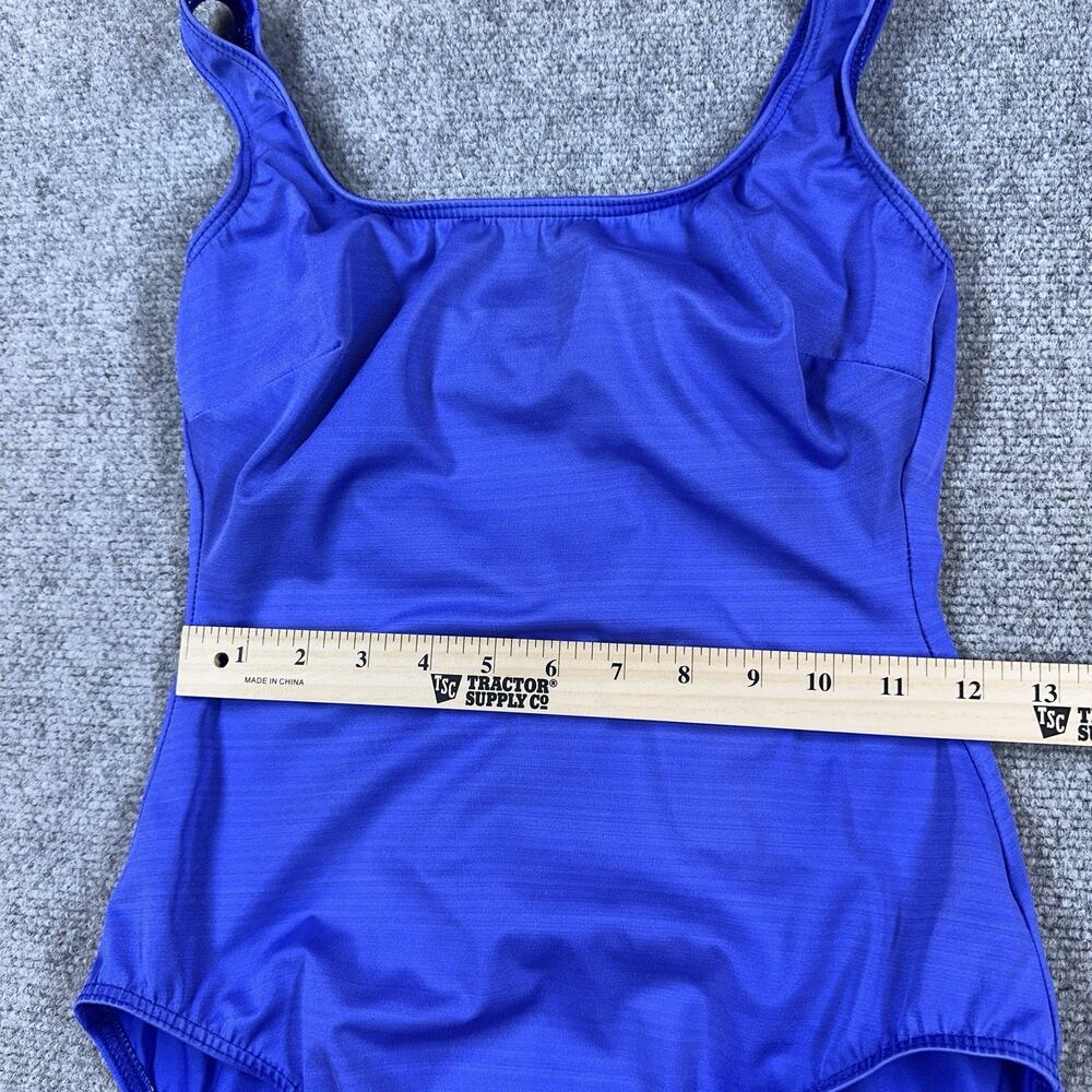 Lands’ End Women’s Swimsuit Size 10 Blue One Piece Slimming Scoop Back Shelf Bra - Picture 3 of 8
